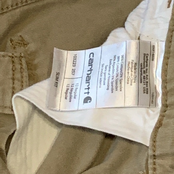 Women’s Carhartt Slim Fit Tan Cargo Work Pants - Picture 6 of 6